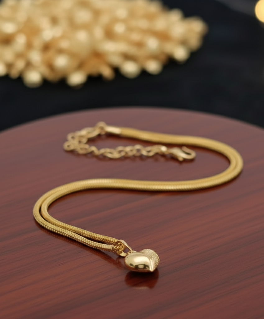 Gold-Plated Heart Pendant Chain – Perfect Gift for Him & Her