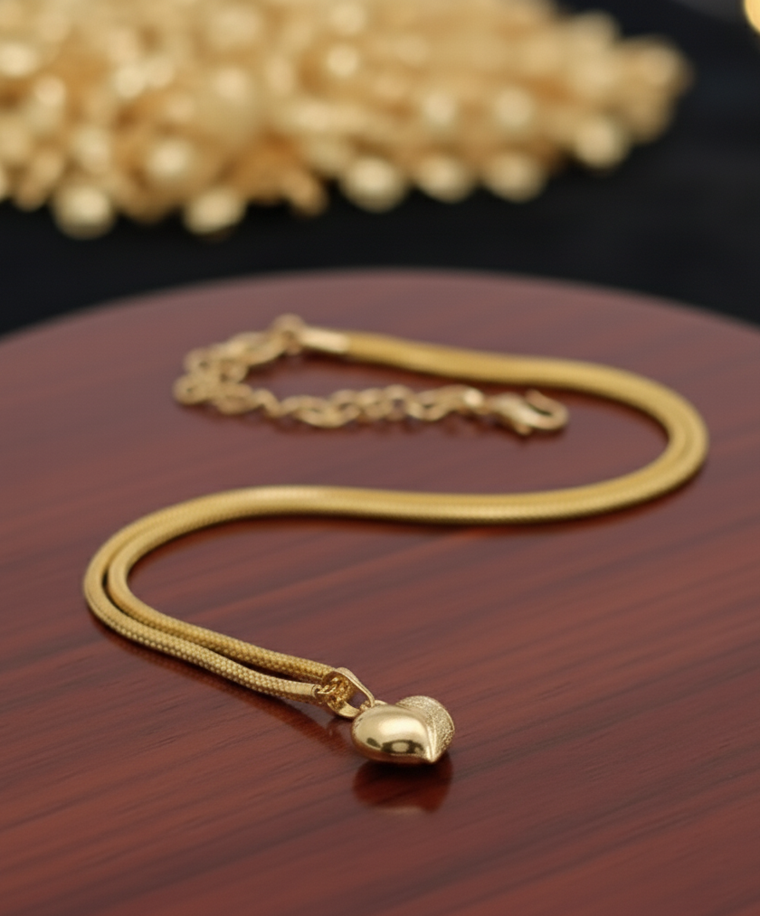 Gold-Plated Heart Pendant Chain – Perfect Gift for Him & Her