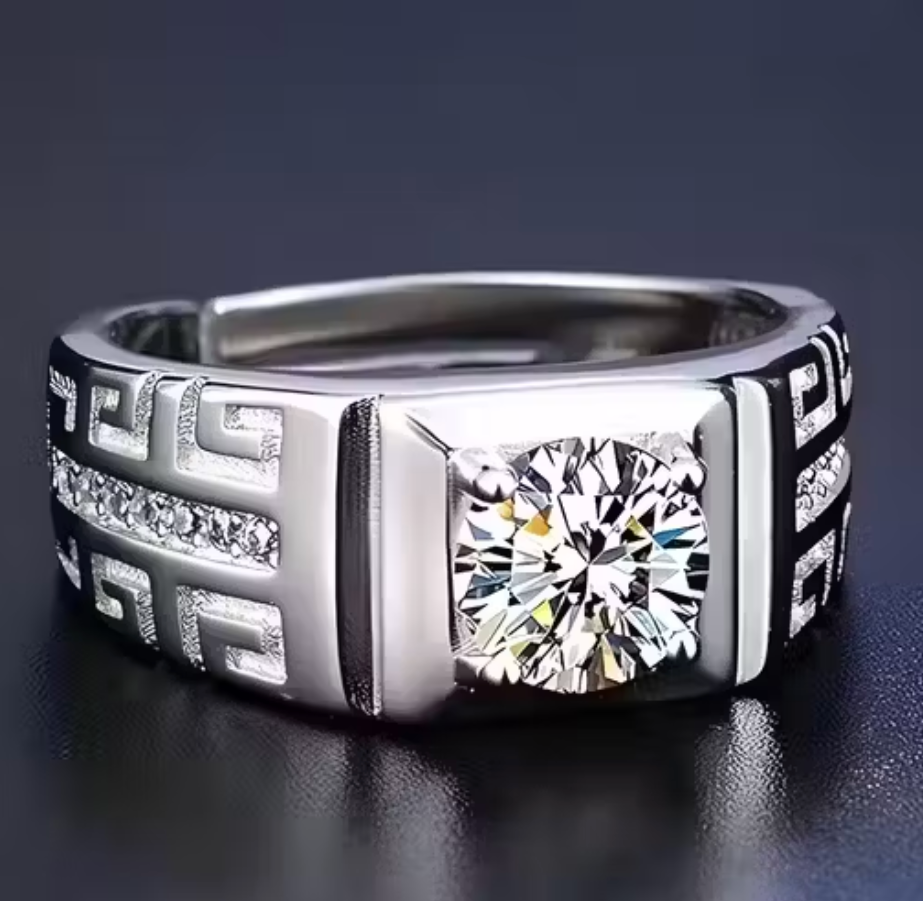 Silver-Plated Solitaire Ring for Men